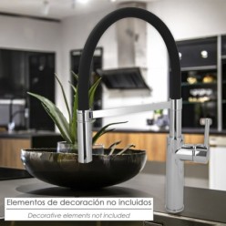 Monomando Fregadero Flexible Con Soporte Grifo Flexible Chorro Aireado, Chorro Rociado, Grifo Cocina, Grifo Alto,Grifo Fregadero