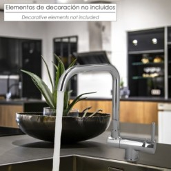 Monomando Fregadero Caño Alto Abatible, Grifo 360º, Chorro Aireado, Grifo Cocina, Grifo Alto, Grifo Fregadero
