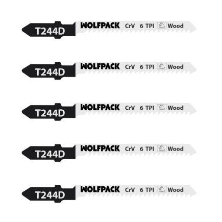 Hojas Sierra Calar Para Madera Corte Grueso 5 Piezas, Hoja Cromo Vanadio 58, Vastago T Universal