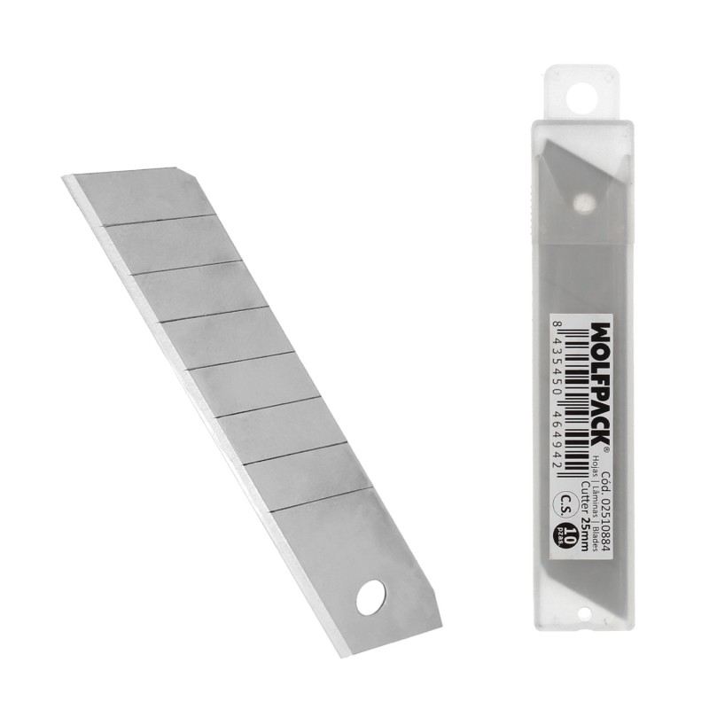 Hoja Cutter 18 mm, (Estuche 10 Piezas) Acero al Carbono,