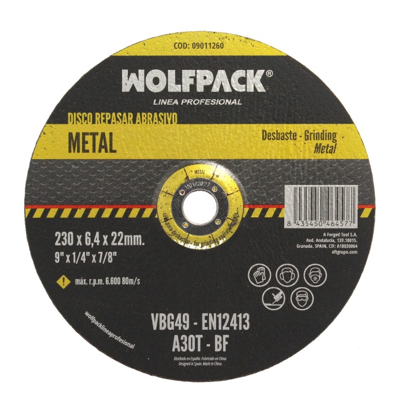 Disco Repasar Abrasivo Ø 230 x Ø 22 mm, Espesor 6,4 mm, Disco Radial / Amoladora Universal Compatible Con Todas Las Amoladoras