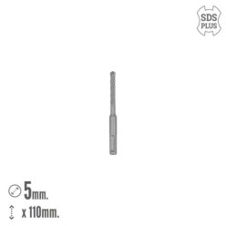 Broca Sds Plus 8 Filos Cortantes Especial Para Hormigon Armado Ø 5 x 110 mm, Broca Paredes, Broca Cimientos, Broca Muros