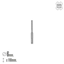 Broca Sds Plus 8 Filos Cortantes Especial Para Hormigon Armado Ø 6 x 110 mm, Broca Paredes, Broca Cimientos, Broca Muros