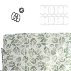 Cortina Ducha Hojas Verdes 180x200 cm, Impermeable