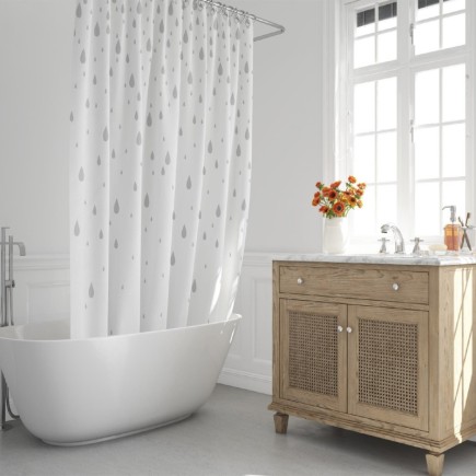 Cortina Ducha Gotas Gris 180x200 cm, Impermeable