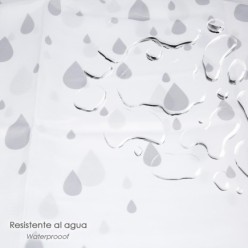 Cortina Ducha Gotas Gris 180x200 cm, Impermeable