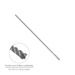 Broca Sds Plus 8 Filos Cortantes Especial Para Hormigon Armado Ø 8 x 450 mm, Broca Paredes, Broca Cimientos, Broca Muros