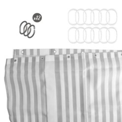 Cortina Ducha Rayas Blancas 180x200 cm, Impermeable