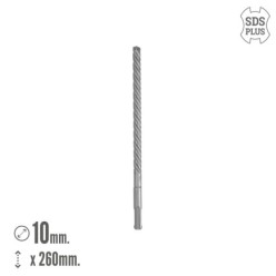 Broca Sds Plus 8 Filos Cortantes Especial Para Hormigon Armado Ø 10 x 260 mm, Broca Paredes, Broca Cimientos, Broca Muros