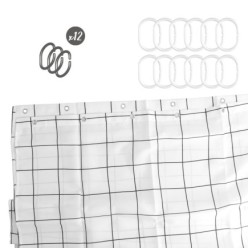 Cortina Ducha Cuadros 180x200 cm, Impermeable