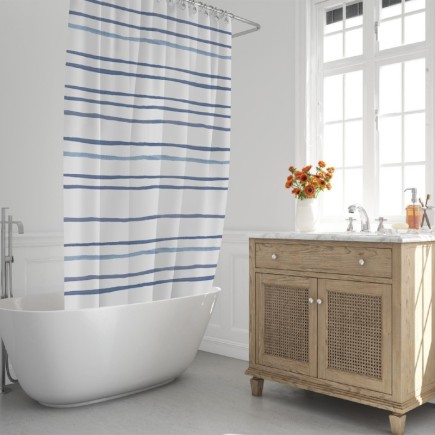 Cortina Ducha Rayas Azules 180x200 cm, Impermeable