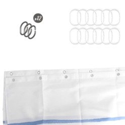 Cortina Ducha Rayas Azules 180x200 cm, Impermeable