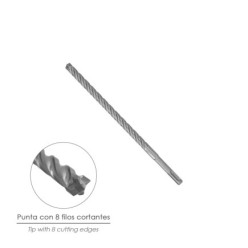 Broca Sds Plus 8 Filos Cortantes Especial Para Hormigon Armado Ø 14 x 260 mm, Broca Paredes, Broca Cimientos, Broca Muros