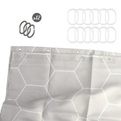 Cortina Ducha Formas Geometricas Beige 180x200 cm, Impermeable