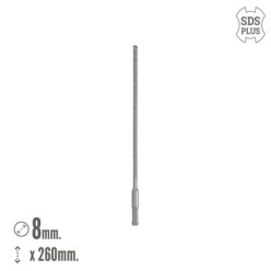 Broca Sds Plus 8 Filos Cortantes Especial Para Hormigon Armado Ø 8 x 260 mm, Broca Paredes, Broca Cimientos, Broca Muros