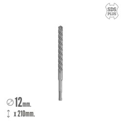 Broca Sds Plus 8 Filos Cortantes Especial Para Hormigon Armado Ø 12 x 210 mm, Broca Paredes, Broca Cimientos, Broca Muros