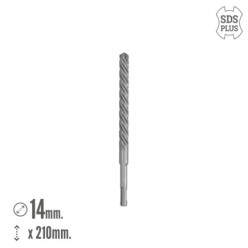 Broca Sds Plus 8 Filos Cortantes Especial Para Hormigon Armado Ø 14 x 210 mm, Broca Paredes, Broca Cimientos, Broca Muros