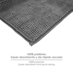 Alfombra Baño Poliéster Chenilla 50x80 cm, Gris,