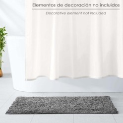 Alfombra Baño Poliéster Chenilla 50x80 cm, Gris,