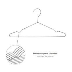 Percha Fina Acero Inoxidable 420 mm, (Pack 10p)