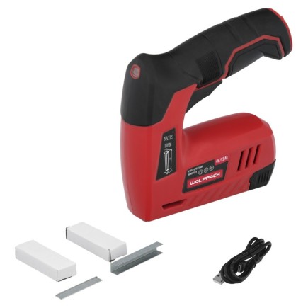 Clavadora Grapadora  Recargable, Pistola Grapas y Clavos, Clavadora a Bateria, 1,500 mAh, 40 Grapas Minuto Con Grapas y Clavos