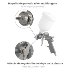 Pistola Pintar Neumática Boquilla De 1,5 mm, Con Depósito Superior 0,6 Litros y  Adaptador Rapido
