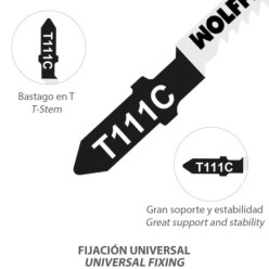 Hojas Sierra Calar Para Madera Corte Medio 5 Piezas, Hoja Cromo Vanadio 58, Vastago T Universal