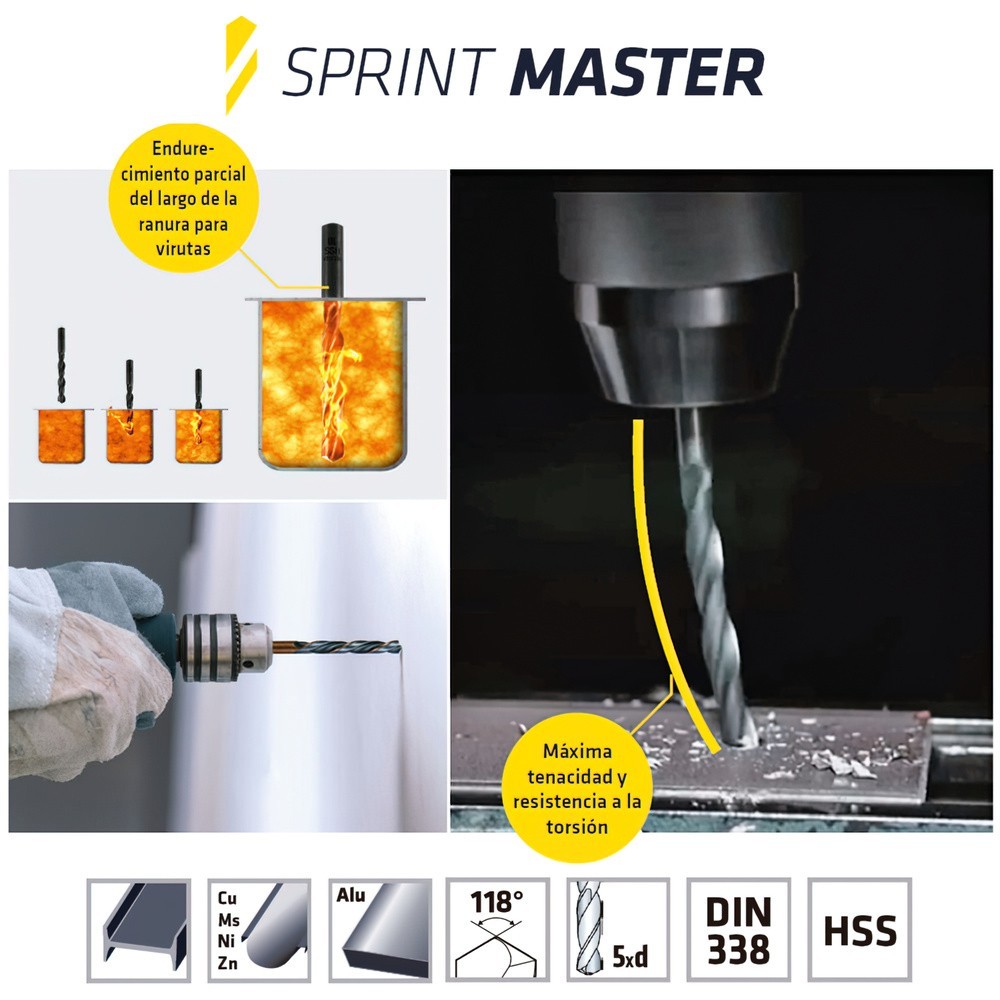 Broca Alpen Hss Sprint Master Ø 4,80 mm, (Blister 2 piezas) al por Mayor | Almacén de Ferretería