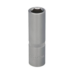 Llave Vaso 1/2" Hexagonal Larga 14 mm, Perfil de 6 caras, Acero Cromo Vanadio, Aristas Redondas