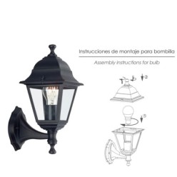 Farol Jardin Soporte Bajo Negro,