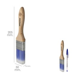 Paletina Profesional Plus Ancho 50 mm, Cerdas Sintenticas PBT, Mango Madera Haya Ergonomico, Brocha Pintor, Pincel Pintura