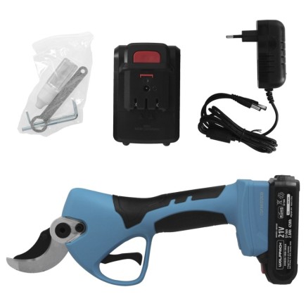 Tijeras Podar A Bateria 21 Volt, Con 2 Baterias 2 A/h Mango Engomado, Ø Corte 40 mm,Con Maletín