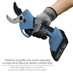 Tijeras Podar A Bateria 21 Volt, Con 2 Baterias 2 A/h Mango Engomado, Ø Corte 40 mm,Con Maletín