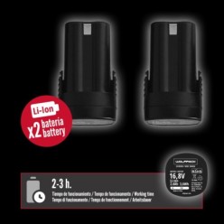 Tijeras Podar A Bateria 16,8 Volt, Con 2 Baterias 2 A/h, Mango Engomado, Ø Corte 40 mm, Con Maletín