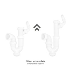 Sifon Curvo Extensible Con Toma Lavadora  1 1/2" Ø 40 Mm,