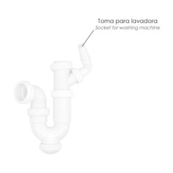 Sifon Curvo Extensible Con Toma Lavadora  1 1/2" Ø 40 Mm,