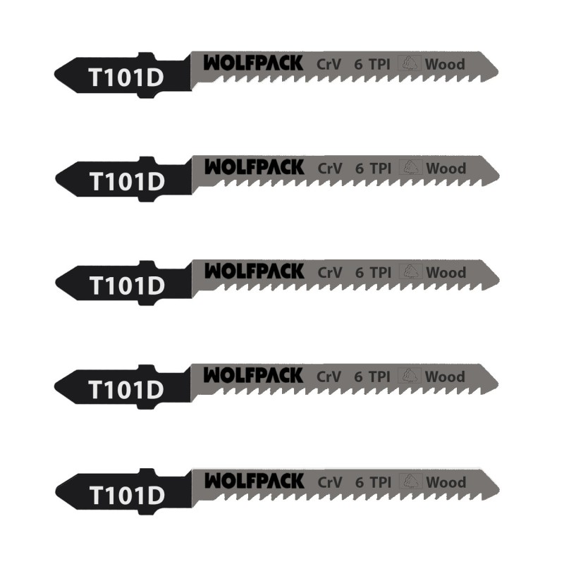 Hojas Sierra Calar Para Contrachapado Corte Grueso 5 Piezas, Hoja Cromo Vanadio 58, Vastago T Universal