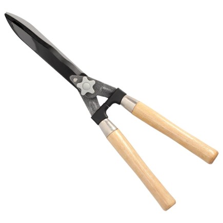 Tijeras Podar Setos 2 Manos Mangos Madera 54 cm, Hojas Acero Antiadherente, Ajuste Corte