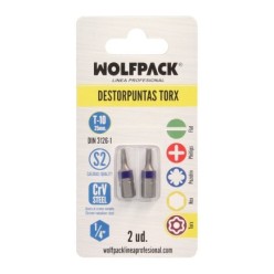 Puntas Destornillador Torx 10 Inviolable (2 Piezas), Acero S2 al Cromo Vanadio, Puntas Hexagonales, Destorpuntas,