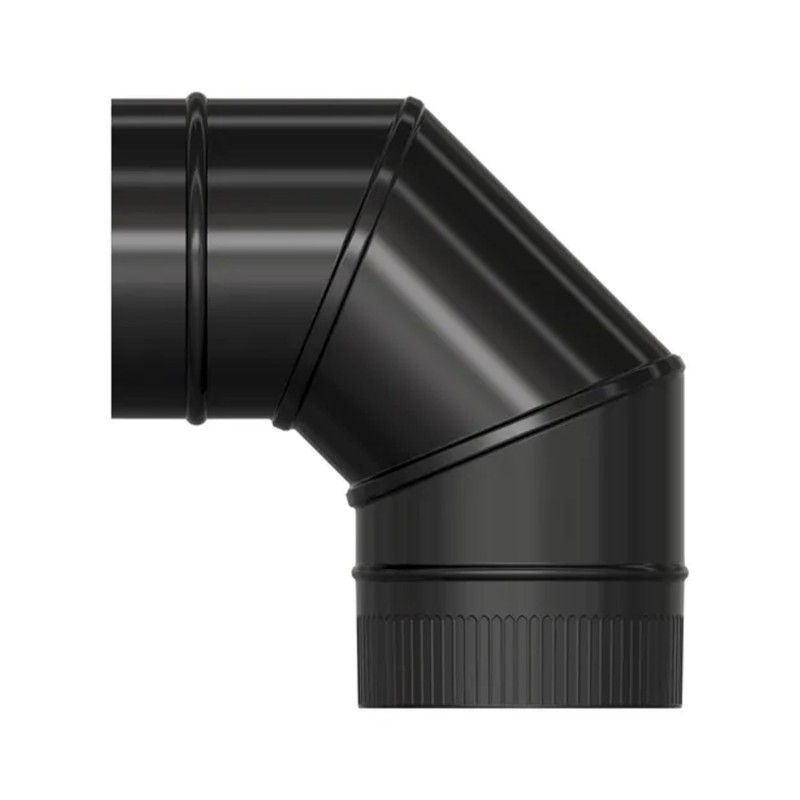 Codo Estufa Liso Vitrificado Negro Ø 175 mm, 90°