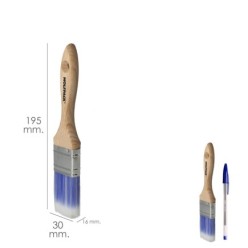 Paletina Profesional Plus Ancho 30 mm, Cerdas Sintenticas PBT, Mango Madera Haya Ergonomico, Brocha Pintor, Pincel Pintura