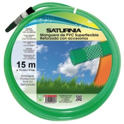 Manguera Latflex Reforzado 15 mm, -  5/8" Rollo 15 Metros Con Accesorios Manguera Jardin, Manguera Riego, Manguera Reforzada,