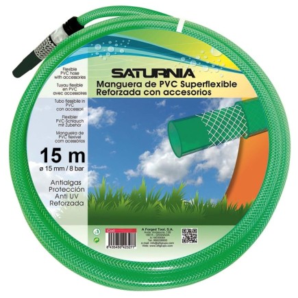Manguera Latflex Reforzado 15 mm, -  5/8" Rollo 15 Metros Con Accesorios Manguera Jardin, Manguera Riego, Manguera Reforzada,