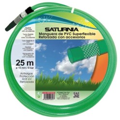 Manguera Latflex Reforzado 15 mm, -  5/8" Rollo 25 Metros Con Accesorios Manguera Jardin, Manguera Riego, Manguera Reforzada,