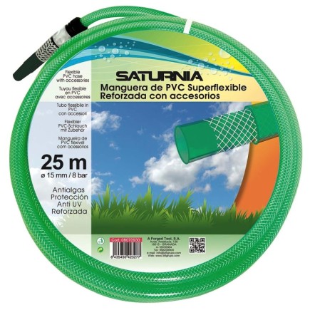 Manguera Latflex Reforzado 15 mm, -  5/8" Rollo 25 Metros Con Accesorios Manguera Jardin, Manguera Riego, Manguera Reforzada,