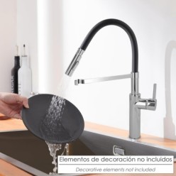 Monomando Fregadero Flexible Con Soporte Grifo Flexible Chorro Aireado, Chorro Rociado, Grifo Cocina, Grifo Alto,Grifo Fregadero