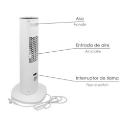 Calefactor Ceramico PTC Torre Efecto Llama 2000 Watt, Oscilante, Termoventilador Electrico