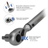 Llave Dinamometrica 1/4" Con 9 Puntas Hexagonales y 5 Vasos, Llave De Torque Camiones, Coches, Motos, Micro Ajustes, Acero CRV a
