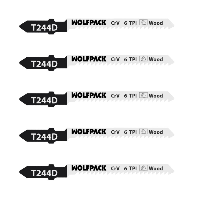 Hojas Sierra Calar Para Madera Corte Grueso 5 Piezas, Hoja Cromo Vanadio 58, Vastago T Universal