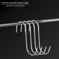 Gancho Carnicero Inoxidable Nº 4 de 160 x 5 mm, gancho para productos carnicos,
